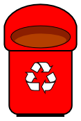 recycle bin rounded red