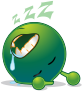 smiley green alien deep sleep