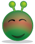 smiley green alien red