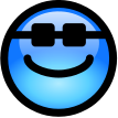 glossy smiley blue glasses