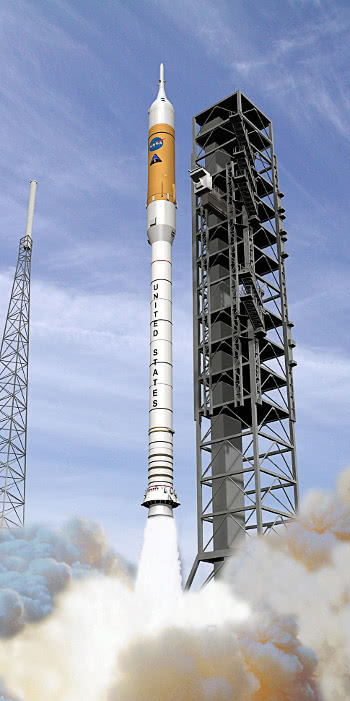 Ares rocket launching Orion capsule