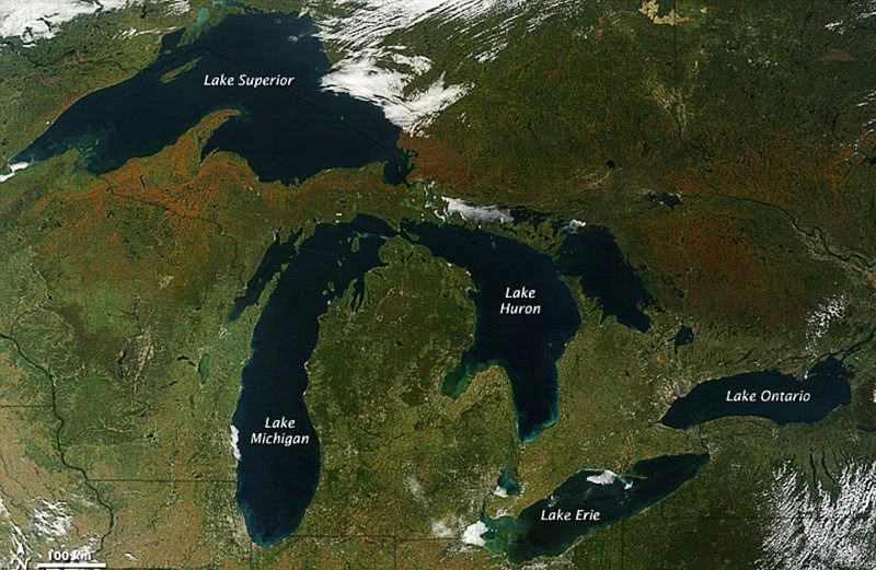 Great Lakes from space early autumn