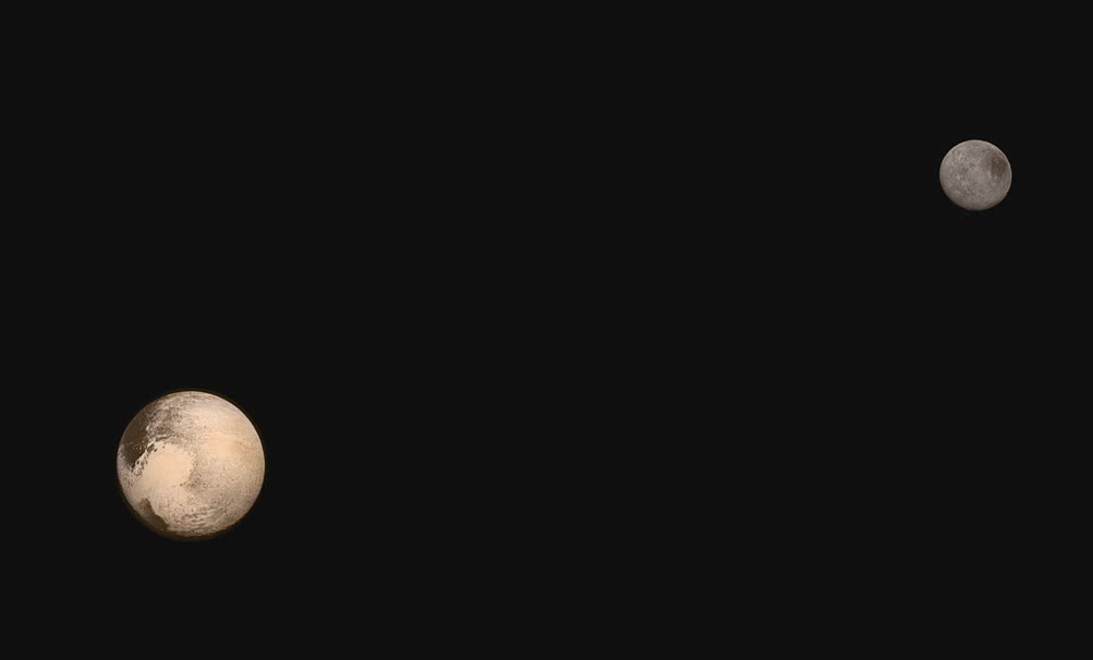 Pluto Charon true color and size