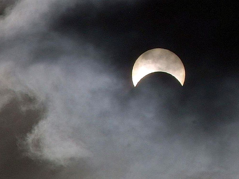 solar eclipse partly cloudy