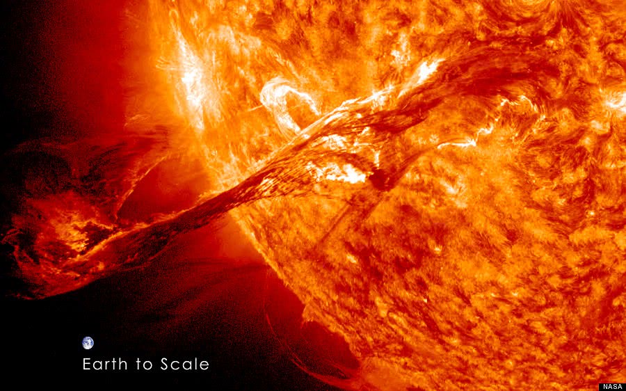 solar flare earth size