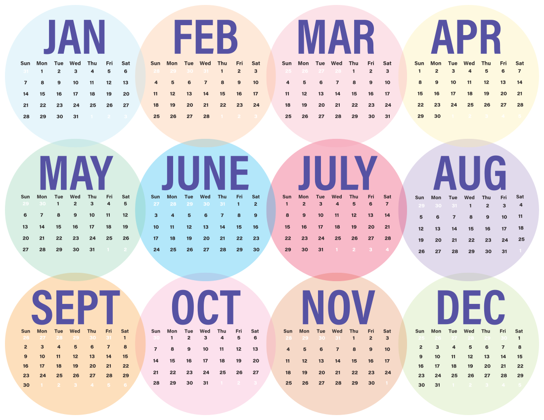 calendar 2018 circles