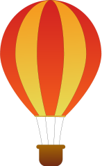hot air balloon red yellow vertical stripe