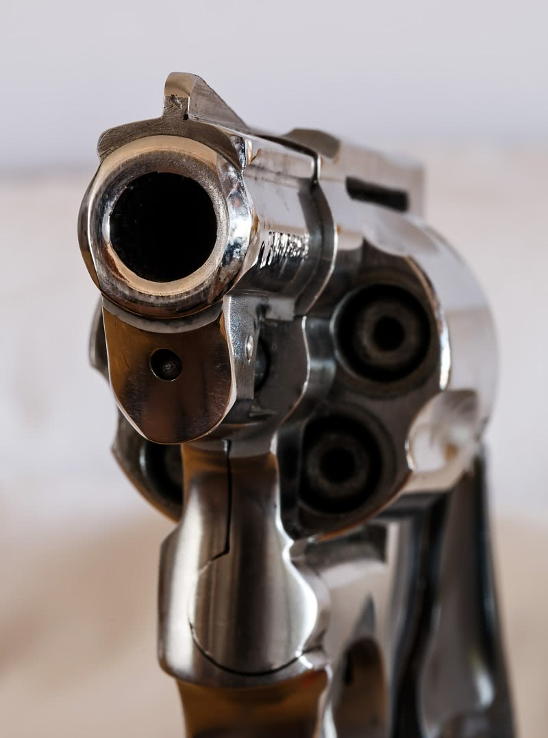revolver pointed at