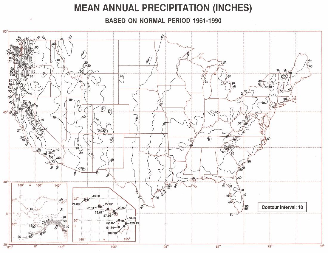 precipitation annual map USA