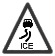 icy road sign