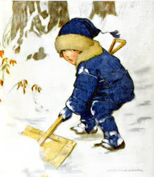 kid shovel snow