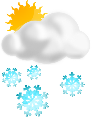 partly sunny w snow showers
