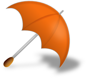 umbrella open on floor orange