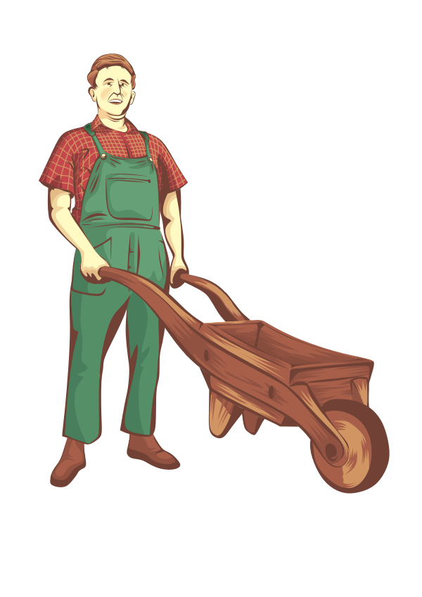 farmer w wheelbarrow