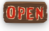 worn wooden open sign
