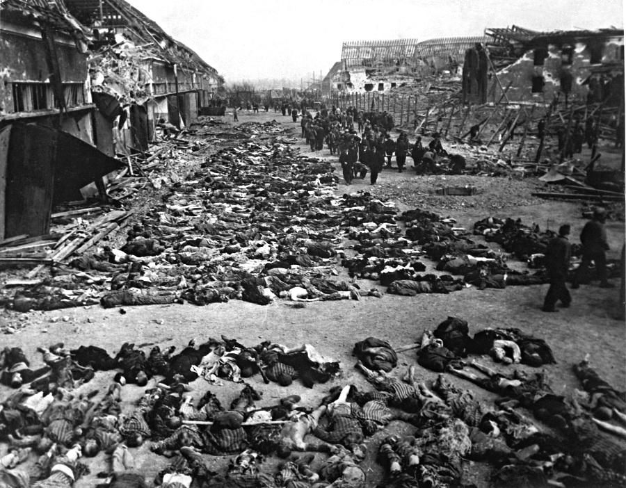bodies at a Gestapo concentration camp